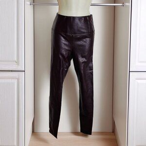 High-Rise Long Faux Leather Legging Pant Dark Burgandy